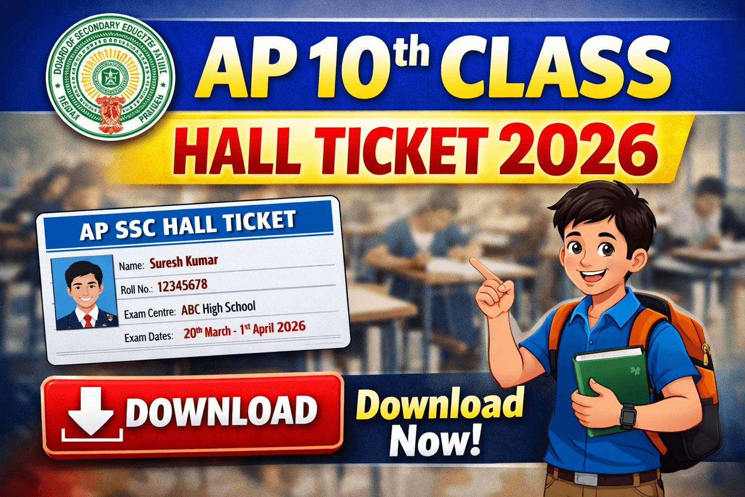 Ap 10th class Hall ticket 2026 Download