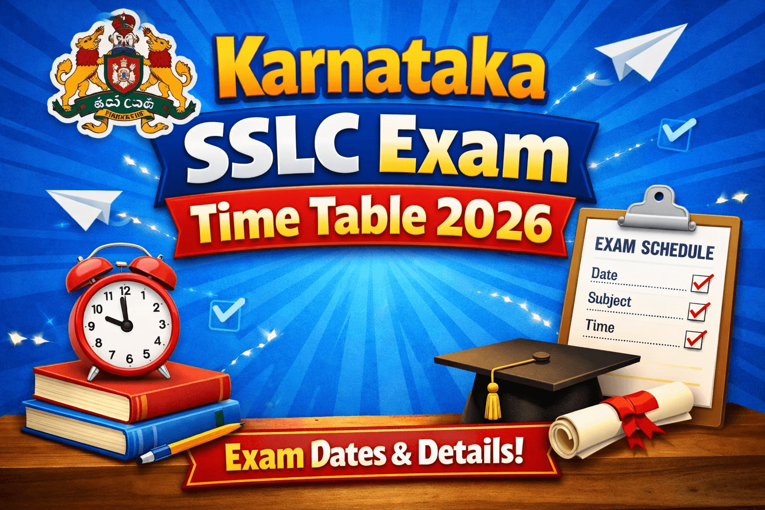 Karnataka SSLC Exam Time Table 2026