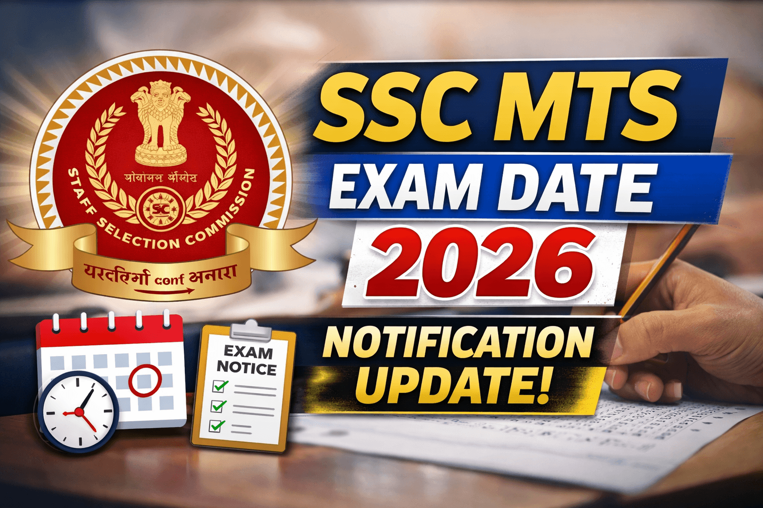 SSC MTS Exam Date 2026 Notification Update