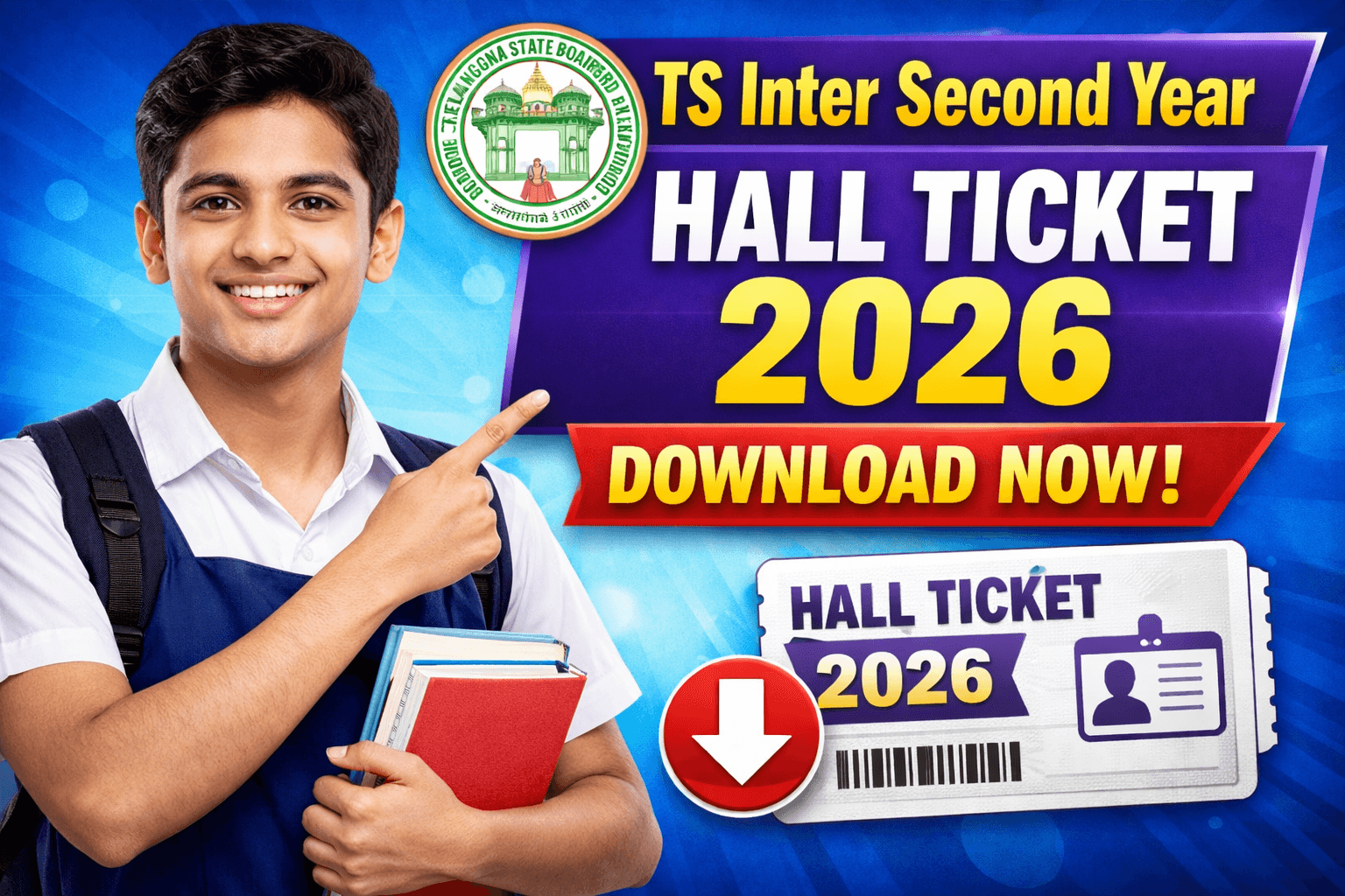 TS Inter Second Year Hall ticket 2026 Download