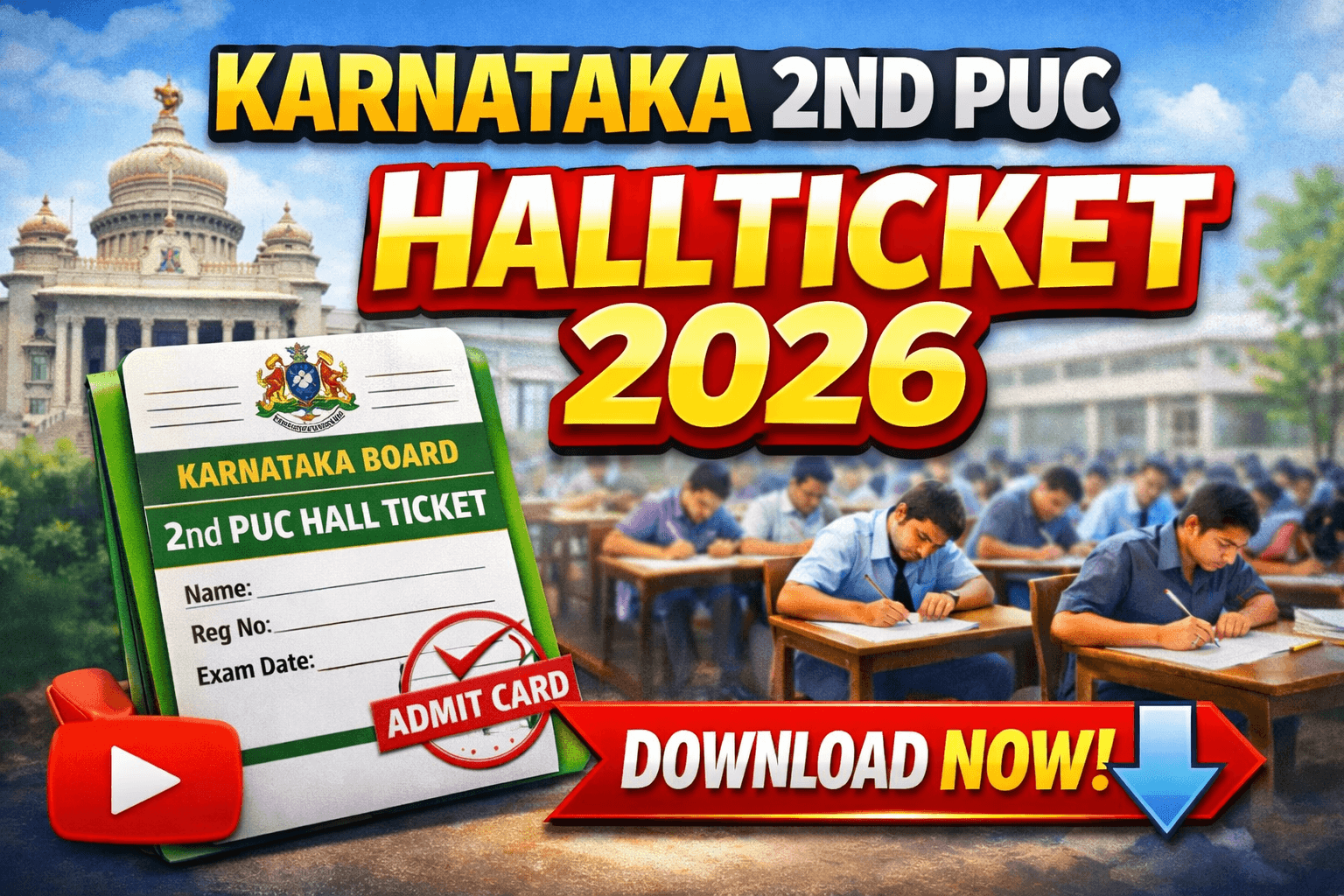 Karnataka 2nd PUC Hallticket Download 2026