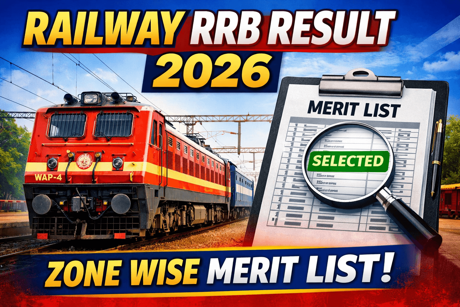 Railway RRB Result 2026 Zone Wise Merit List