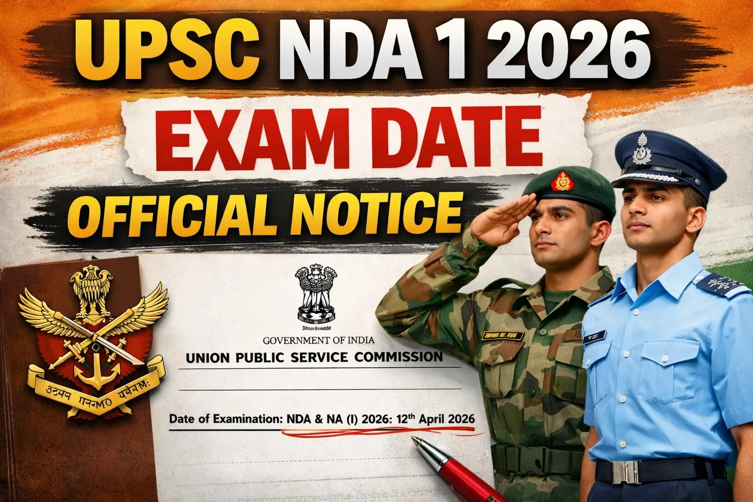 UPSC NDA 1 2026 Exam Date Official Notice