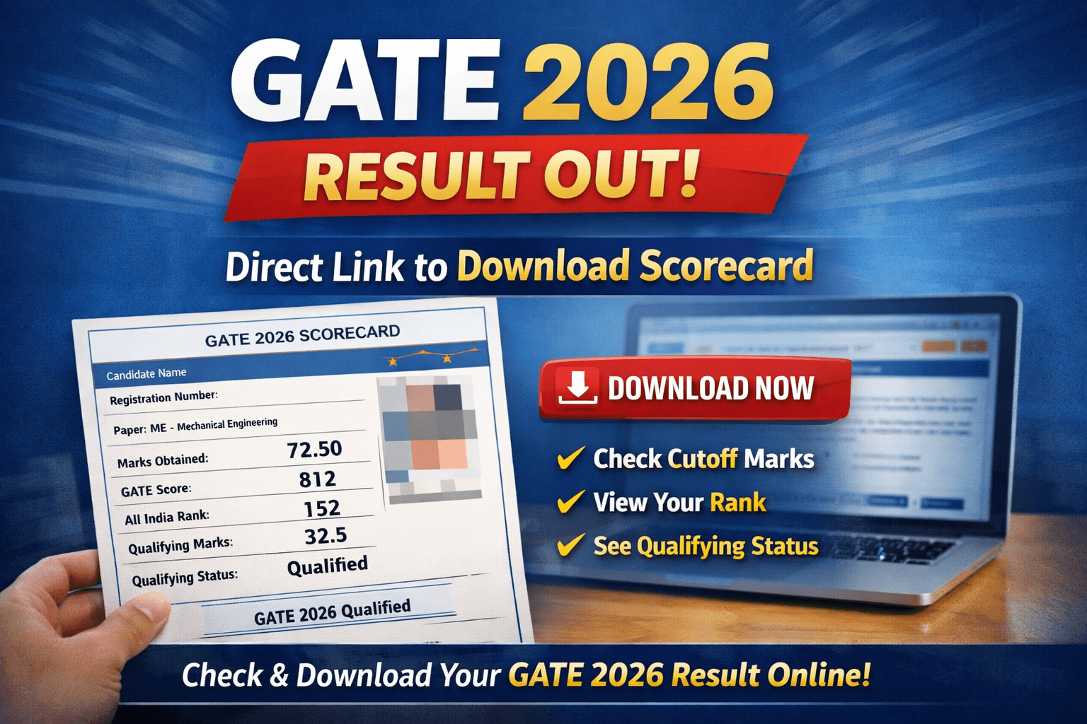 GATE 2026 Result OUT Direct Link